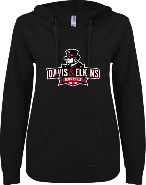 Davis and Elkins ENZA Ladies V Notch Raw Edge Fleece Hoodie Track and Field - ONLINE ONLY