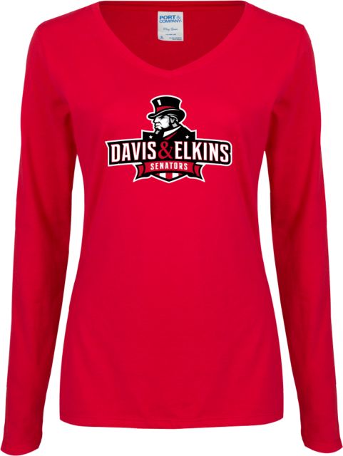Davis & Elkins Womens Long Sleeve V Neck Tee  Primary Mark - ONLINE ONLY