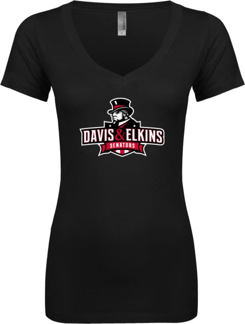 Davis & Elkins Next Level Womens Ideal V Tee Primary Mark - ONLINE ONLY