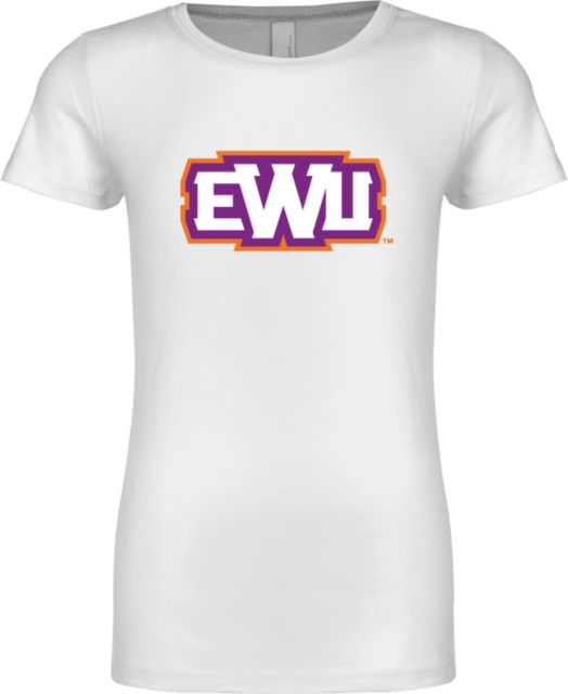 Edward Waters Next Level Girls White Fashion Fit T-Shirt EWU Shield - ONLINE ONLY