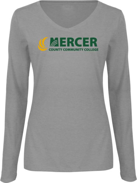 Mercer Womens Long Sleeve V Neck Tee  Mercer County Community College - ONLINE ONLY
