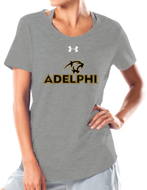 Adelphi Under Armour Womens Charged Cotton Tee Adelphi with Panther Head - ONLINE ONLY