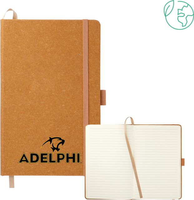 Adelphi 5.5 x 8.5 Natural FSC Mix Recycled Leather Bound Journal Adelphi with Panther Head - ONLINE ONLY
