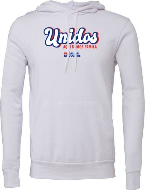 Dallas College Bella + Canvas Fleece Hood Unidos_Aqui Somos Familia - ONLINE ONLY