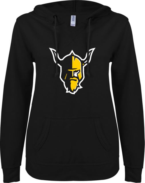 Walla Walla ENZA Womens V Notch Raw Edge Fleece Hoodie Warrior Head - ONLINE ONLY
