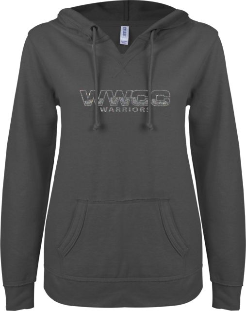 Walla Walla ENZA Womens V Notch Raw Edge Fleece Hoodie A Soft Glitter - ONLINE ONLY