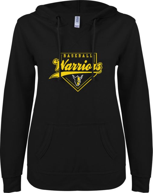 Walla Walla ENZA Womens V Notch Raw Edge Fleece Hoodie Warriors Baseball - ONLINE ONLY