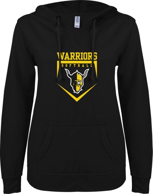 Walla Walla ENZA Womens V Notch Raw Edge Fleece Hoodie Warriors Softball - ONLINE ONLY