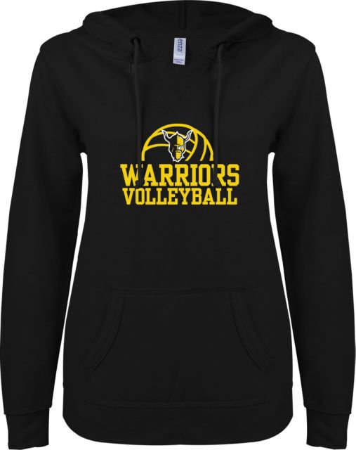 Walla Walla ENZA Womens V Notch Raw Edge Fleece Hoodie Warriors Volleyball - ONLINE ONLY