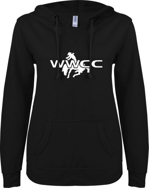 Walla Walla ENZA Womens V Notch Raw Edge Fleece Hoodie WWCC Rodeo - ONLINE ONLY
