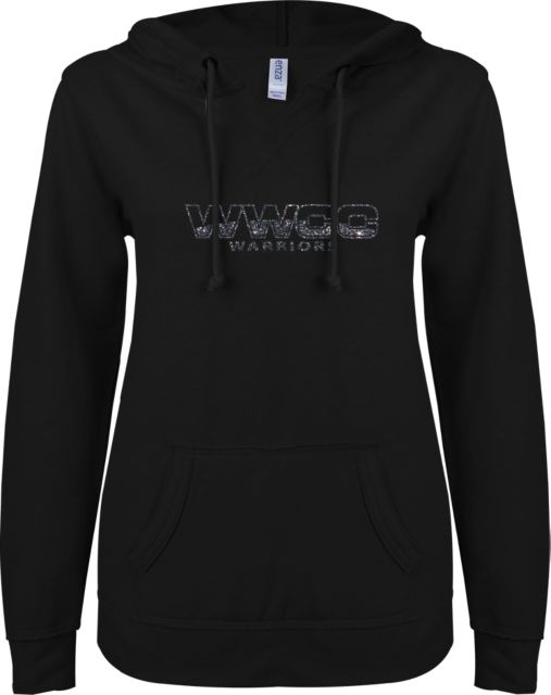 Walla Walla ENZA Womens V Notch Raw Edge Fleece Hoodie F Soft Glitter - ONLINE ONLY