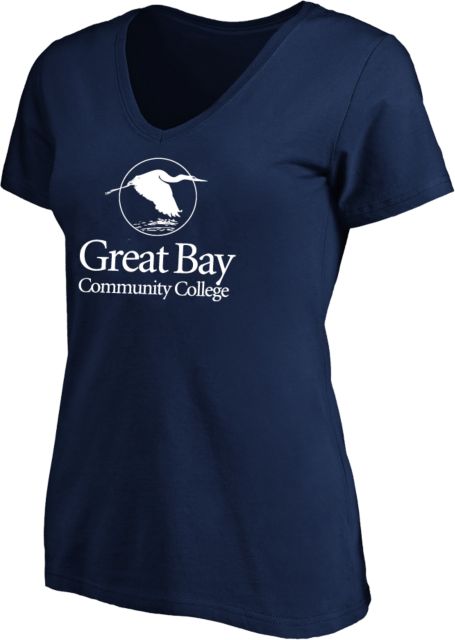 Great Bay CC Womens Plus V Neck T Shirt Great Bay Community College Wordmark - ONLINE ONLY