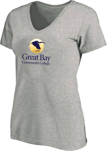 Great Bay CC Womens Plus V Neck T Shirt Great Bay Community College   Wordmark - Full Color - PLUS - ONLINE ONLY
