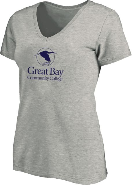 Great Bay CC Womens Plus V Neck T Shirt Great Bay Community College Wordmark - ONLINE ONLY
