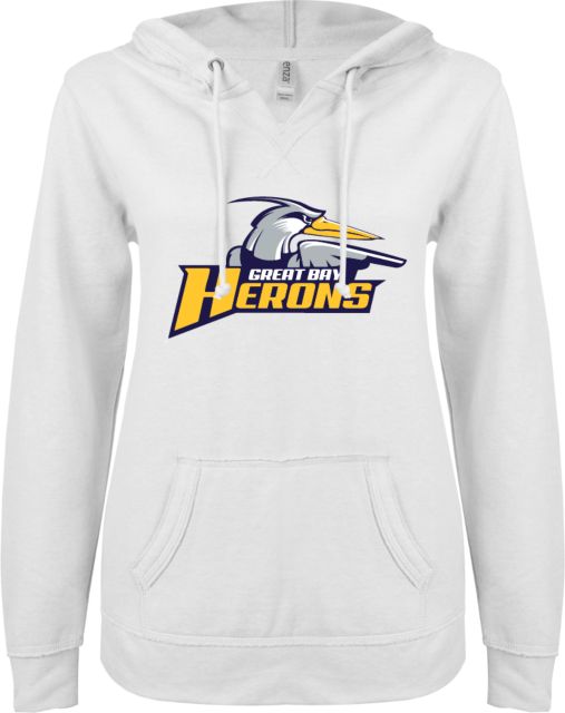 Great Bay CC ENZA Womens V Notch Raw Edge Fleece Hoodie Great Bay Community College   Athletic Mark - ONLINE ONLY