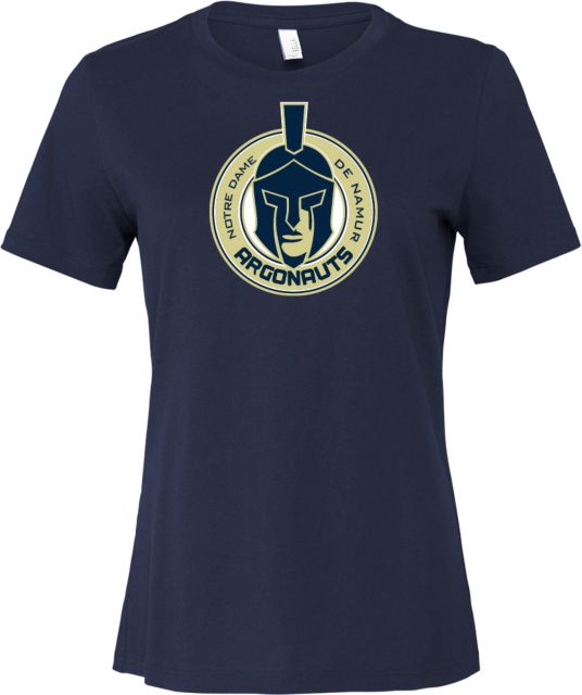 Notre Dame De Namur Bella + Canvas Womens Relaxed Cotton T Shirt Arched Notre Dame Argonauts Seal - ONLINE ONLY