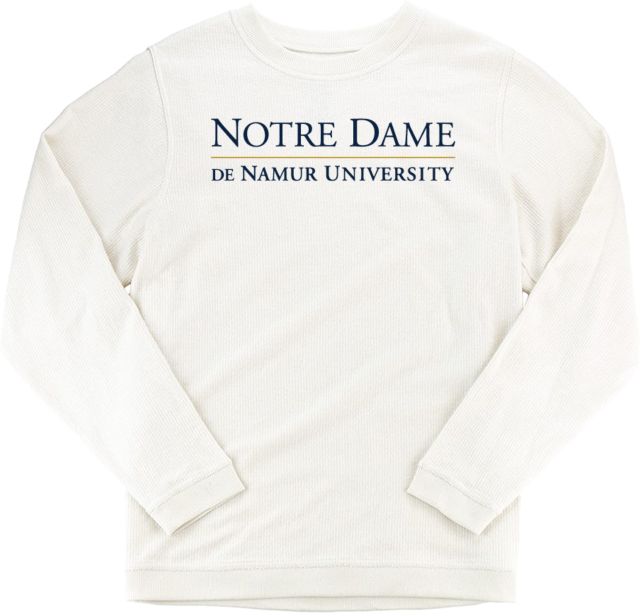 Notre Dame De Namur Boxercraft Womens Cream Corded Crew Notre Dame De Namur University Wordmark - ONLINE ONLY
