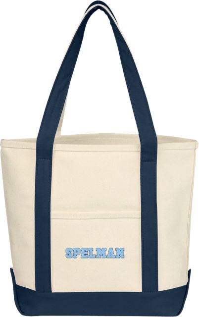 Spelman College Cotton Canvas Natural/Navy Tote Bag Spelman Wordmark - ONLINE ONLY