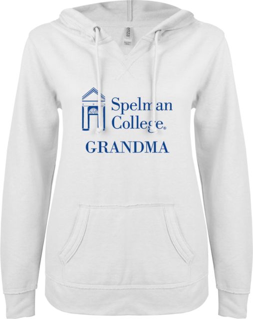 Spelman College ENZA Womens V Notch Raw Edge Fleece Hoodie Grandma - Spelman College - ONLINE ONLY