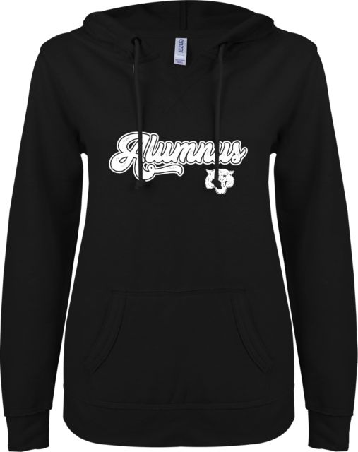 Morehouse College ENZA Womens V Notch Raw Edge Fleece Hoodie Alumnus Script - ONLINE ONLY
