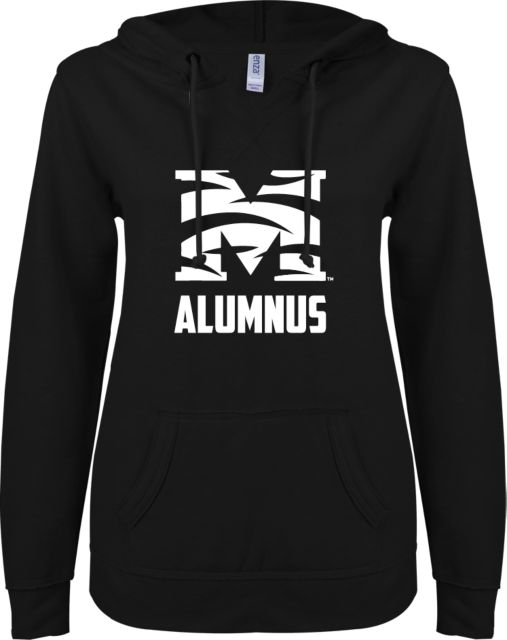 Morehouse College ENZA Womens V Notch Raw Edge Fleece Hoodie Alumnus Tiger M - ONLINE ONLY