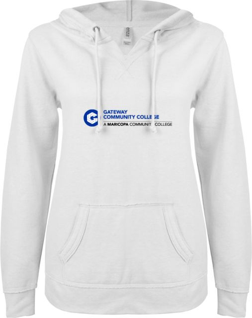 GateWay ENZA Ladies V Notch Raw Edge Fleece Hoodie Primary Mark - ONLINE ONLY