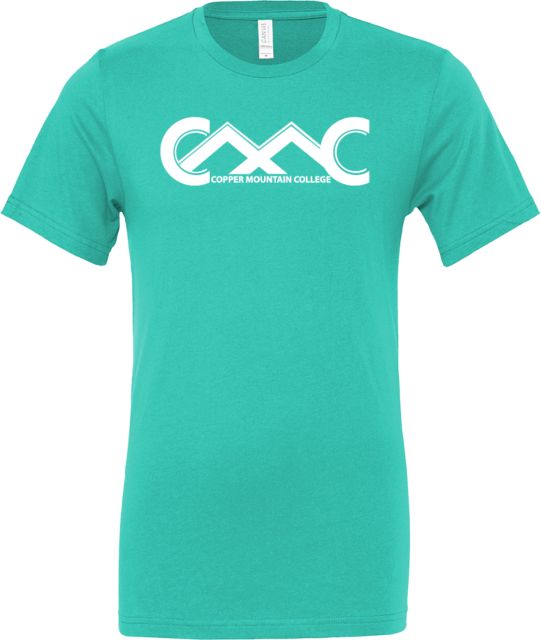 Copper Mountain Bella + Canvas Teal Jersey Cotton T Shirt Copper Mountain College Primary Mark - ONLINE ONLY