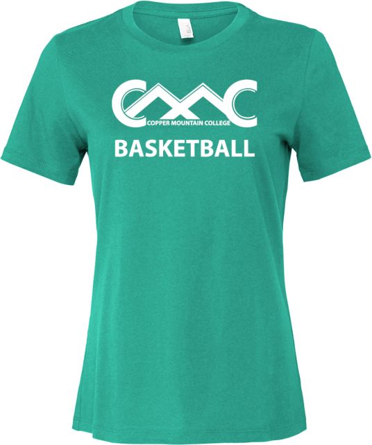 Copper Mountain Bella + Canvas Womens Teal Relaxed Cotton T Shirt Copper Mountain College Basketball - ONLINE ONLY