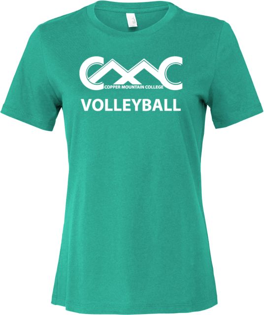 Copper Mountain Bella + Canvas Womens Teal Relaxed Cotton T Shirt Copper Mountain College Volleyball - ONLINE ONLY