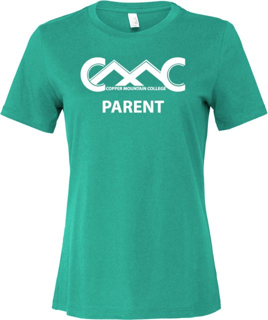 Copper Mountain Bella + Canvas Womens Teal Relaxed Cotton T Shirt Copper Mountain College Parent - ONLINE ONLY