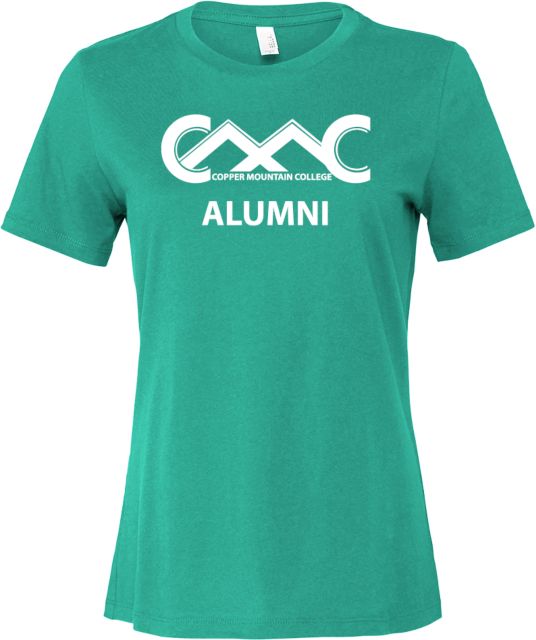 Copper Mountain Bella + Canvas Womens Teal Relaxed Cotton T Shirt Copper Mountain College Alumni - ONLINE ONLY