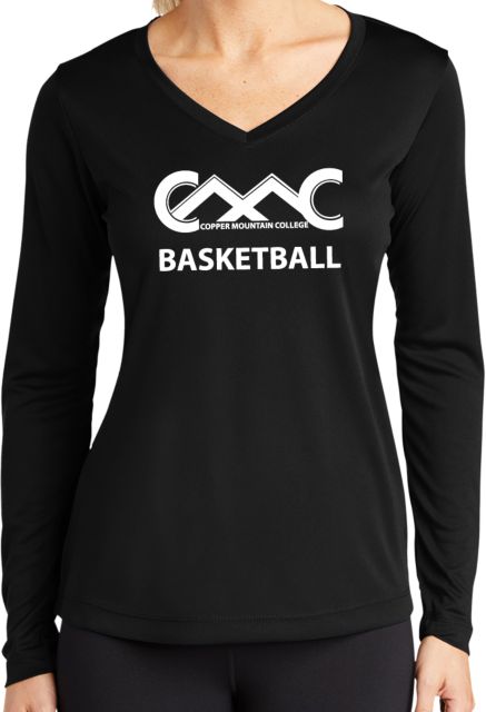 Copper Mountain Womens Performance Long Sleeve V Neck Shirt Copper Mountain College Basketball - ONLINE ONLY