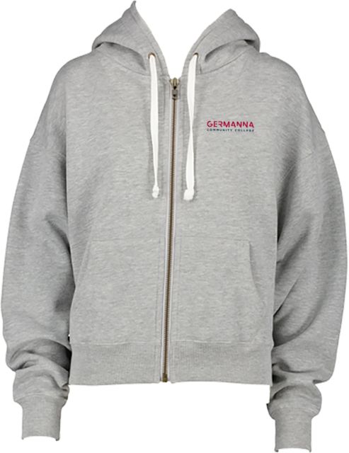 Germanna ENZA Womens Boxy Full Zip Hood Germanna Community College Primary Mark Red - ONLINE ONLY