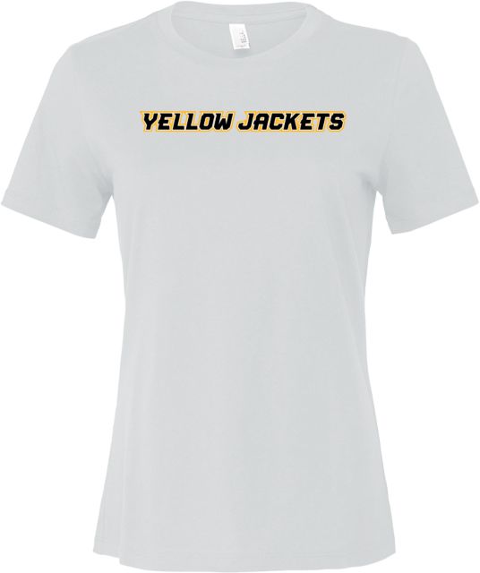 American International Bella + Canvas Womens Relaxed Cotton T Shirt Yellow Jackets Wordmark Flat - ONLINE ONLY