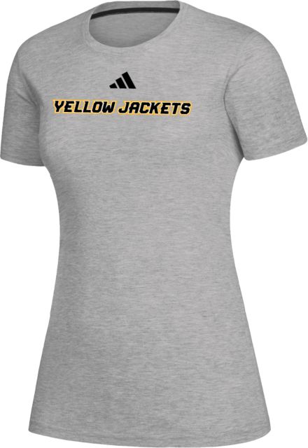 American International Adidas Womens Medium Creator Performance  Tee Adidas Yellow Jackets Wordmark Flat - ONLINE ONLY