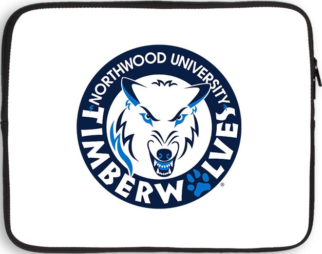 Northwood 10 inch Neoprene iPad/Tablet Sleeve Northwood University Timberwolves Circle with Mascot - ONLINE ONLY