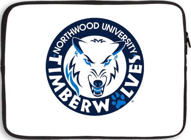 Northwood 13 inch Neoprene Laptop Sleeve Northwood University Timberwolves Circle with Mascot - ONLINE ONLY