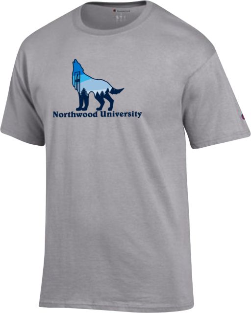Northwood Champion Oxford T Shirt Northwood University Timberwolves Gradient Mascot - ONLINE ONLY