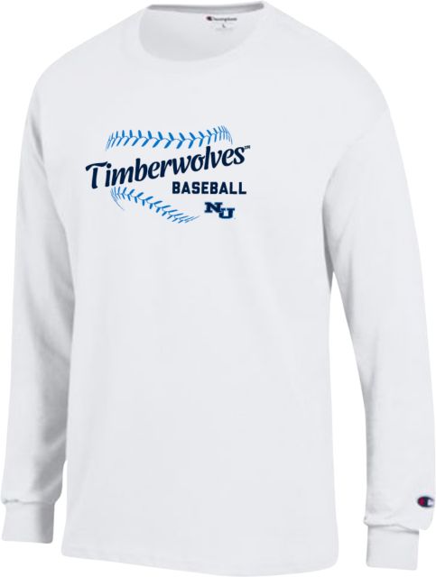 Northwood Champion Long Sleeve T Shirt Northwood University Timberwolves Baseball Design - ONLINE ONLY