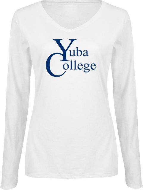 Yuba Womens Long Sleeve V Neck Tee  Yuba College Primary Mark - ONLINE ONLY