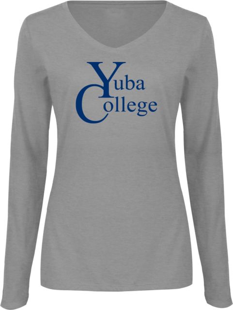 Yuba Womens Long Sleeve V Neck Tee  Yuba College Primary Mark - ONLINE ONLY