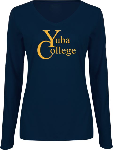 Yuba Womens Long Sleeve V Neck Tee  Yuba College Primary Mark - ONLINE ONLY
