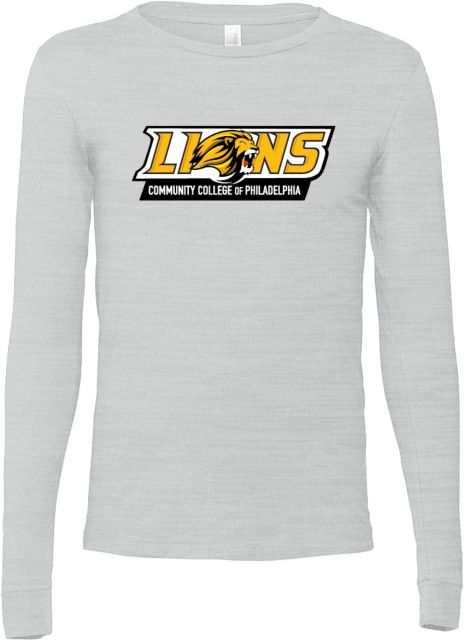 CC of Philadelphia Bella + Canvas Ash Jersey Cotton Long Sleeve T Shirt Primary Lions Athletic Mark - ONLINE ONLY