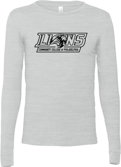 CC of Philadelphia Bella + Canvas Ash Jersey Cotton Long Sleeve T Shirt Primary Lions Athletic Mark - ONLINE ONLY