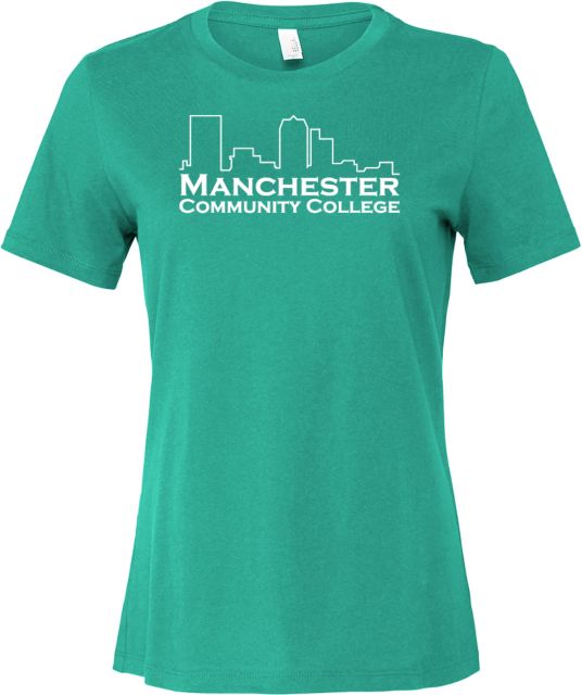 Manchester CC Bella + Canvas Womens Teal Relaxed Cotton T Shirt Manchester CC Primary Mark - ONLINE ONLY