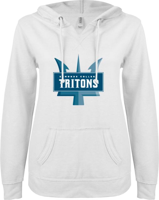 Edmonds College ENZA Womens V Notch Raw Edge Fleece Hoodie Edmonds College Athletic Mark - ONLINE ONLY