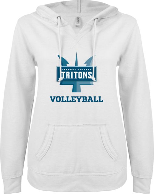 Edmonds College ENZA Womens V Notch Raw Edge Fleece Hoodie Edmonds College Volleyball - ONLINE ONLY