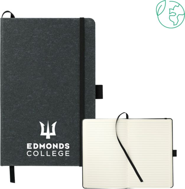 Edmonds College 5.5 x 8.5 FSC Mix Recycled Leather Bound Journal Edmonds College Wordmark - ONLINE ONLY