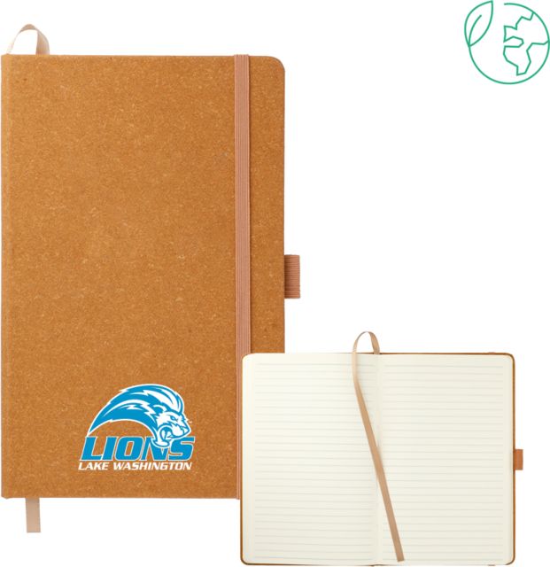 Lake Washington 5.5 x 8.5 Natural FSC Mix Recycled Leather Bound Journal Lake Washington Mascot Mark - ONLINE ONLY
