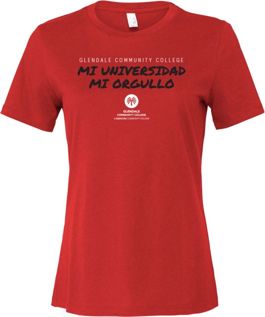 Glendale Bella + Canvas Red Womens Relaxed Cotton T Shirt Cultura Hispana - ONLINE ONLY